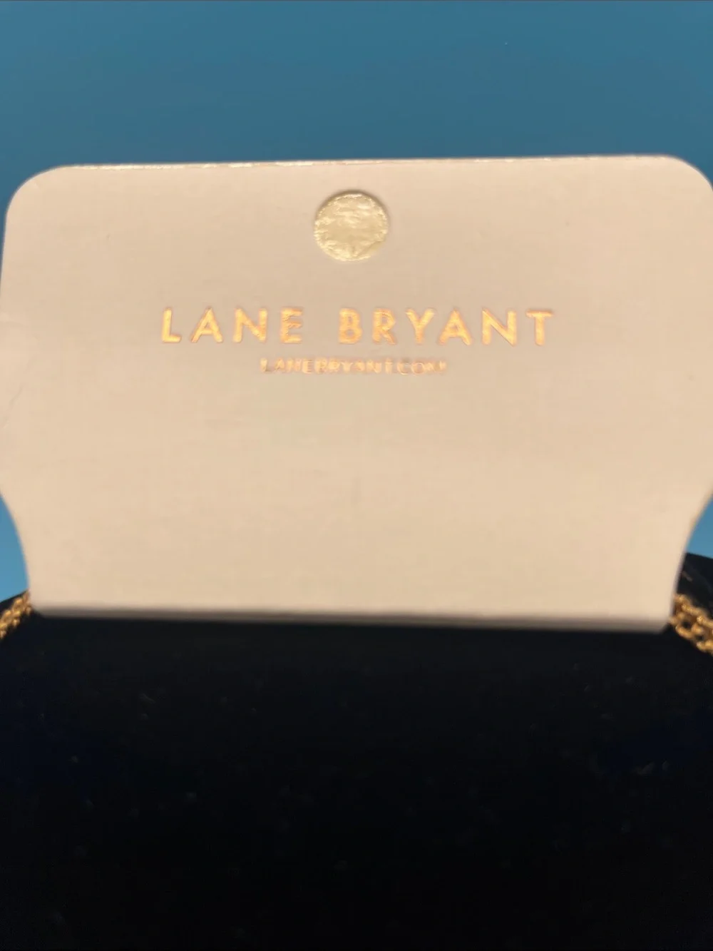 #0013.  Lane Bryant Gold Floral Necklace with Blue and Peach Accents